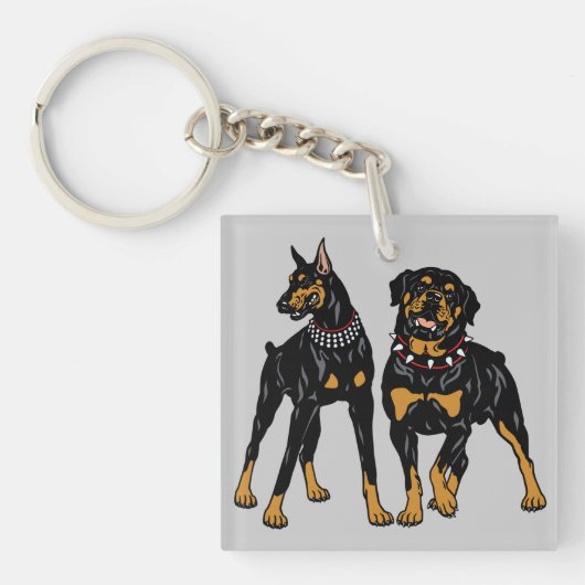 Porte-clés rottweiler et dobermann (Devant)