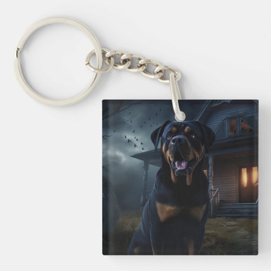 Porte-clés Rottweiler Halloween Épouvantable (Devant)