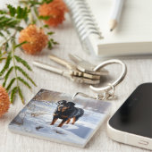 Porte-clés Rottweiler Laisser neiger Noël (Devant Droit)