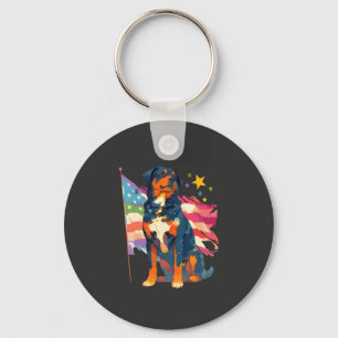 Porte-clés Rottweiler patriotique avec drapeau américain
