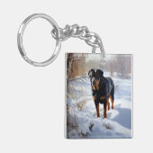 Porte-clés Rottweiler Qu'il neige Noël (Devant gauche)