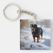 Porte-clés Rottweiler Qu'il neige Noël (Devant)