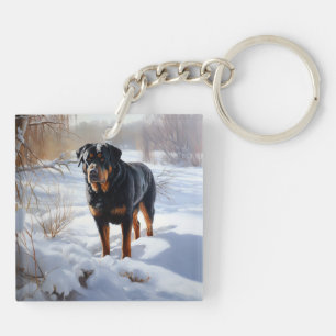 Porte-clés Rottweiler Qu'il neige Noël