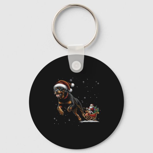 Porte-clés Rottweiler Santa Christmas Tree Lights Ugly Pajama (Recto)
