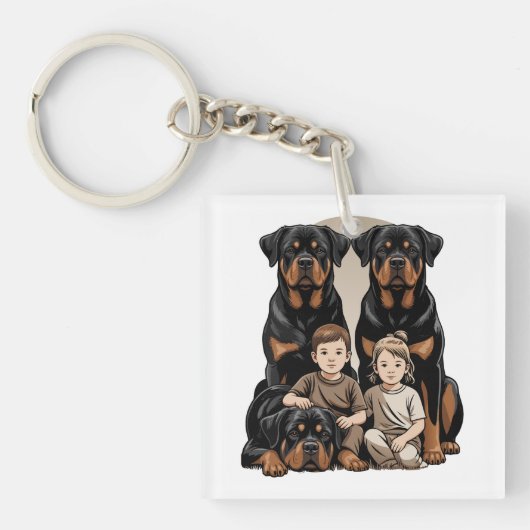 Porte-clés Rottweilers, Garde Familiale (Devant)