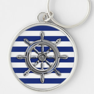 Porte-clés Roue Chrome Argent sur les bandes Nautiques