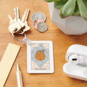 Porte-clés Roue de Fortune carte tarot divination ésotérique