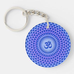 Porte-clés Roue de méditation fleur de lotus pourpre OM