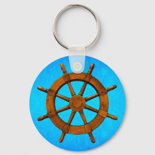 Porte-clés Roue en bois de bateau