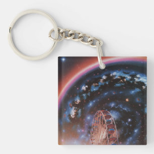 Porte-clés Roue Ferris cosmique sous une galaxie néon