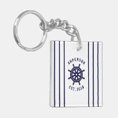 Porte-clés Roue Nautique Et Bleu Bleu Marine Sur Mesure (Devant gauche)