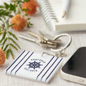 Porte-clés Roue Nautique Et Bleu Bleu Marine Sur Mesure (Devant Droit)