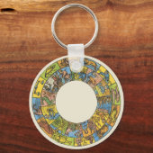 Porte-clés Roue vintage céleste, Zodiaque astrologique (Recto)