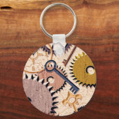 Porte-clés Roues à vapeur, engrenages, clés, vieille carte Pe (Verso)