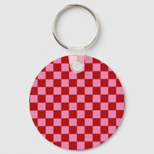 Porte-clés Rouge à carreaux et rose chaud