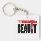 Porte-clés Rouge à lèvres de typographie de beauté (Devant)