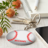 Porte-clés Rouge baseball blanc (Côté)