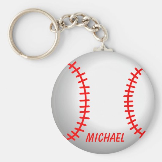 Porte-clés Rouge baseball blanc (Devant)