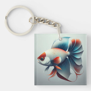 Porte-clés Rouge Blanc & Bleu Poissons Exotiques Patriotiques