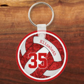 Porte-clés rouge blanc coutume filles volleball équipe couleu (Verso)