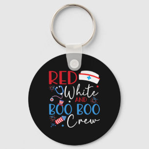 Porte-clés Rouge Blanc Et Boo Boo Crew 4 juillet Infirmière N