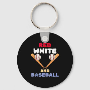 Porte-clés Rouge blanc et patriotique baseball bat balle 4