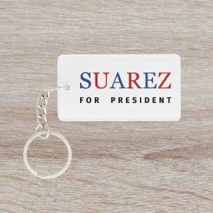 Porte-clés Rouge bleu moderne Francis Suarez, président