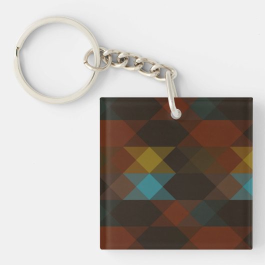 Porte-clés rouge brun olive jaune et turquoise (Devant)