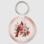 Porte-clés Rouge Cardinal Couleur Ronde (Verso)