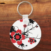 Porte-clés Rouge cerise en fleurs Sakura Design (Recto)