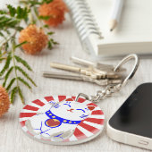 Porte-clés Rouge et blanc mignons chanceux mignons de chat de (Devant droit)