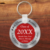 Porte-clés Rouge et gris argenté, Porte - clés de la Réunion  (Recto)