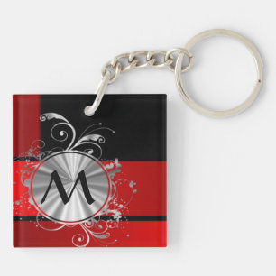 Porte-clés Rouge et or décorés d'un monogramme