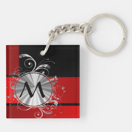 Porte-clés Rouge et or décorés d'un monogramme (Dos)