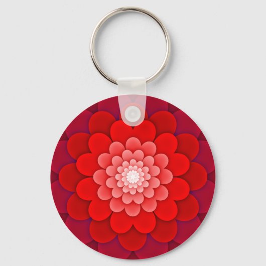 Porte-clés Rouge Floral Mandala-58566 (Recto)