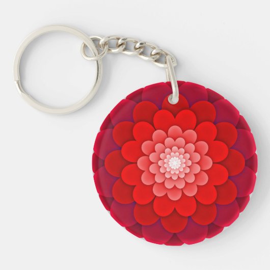 Porte-clés Rouge Floral Mandala-58566 (Devant)