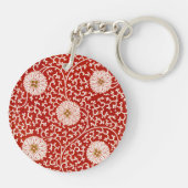 Porte-clés Rouge Floral Vibrant Ornate Classé Motif (Dos)