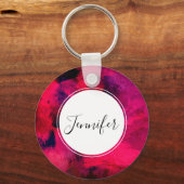 Porte-clés Rouge foncé et violet Gras & Abstrait moderne (Recto)