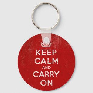 Porte-clés Rouge-foncé vintages affligés gardent le calme e