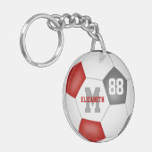 Porte-clés rouge gris couleur école filles garçons soccer (Devant gauche)