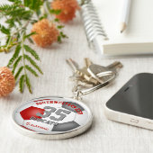 Porte-clés rouge gris joueur d'équipe nom garçons filles socc (Côté)