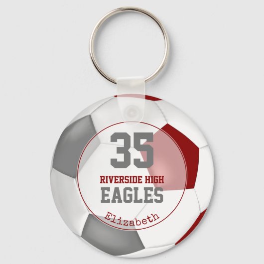 Porte-clés rouge gris simple football balle esprit d'équipe f (Recto)