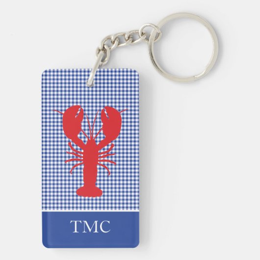 Porte-clés Rouge Homard Bleu Blanc En vichy Monogramme INITIA (Dos)