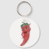 Porte-clés Rouge Hot Pepper Diva Aquarelle personnalisée (Recto)