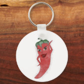 Porte-clés Rouge Hot Pepper Diva Aquarelle personnalisée (Verso)