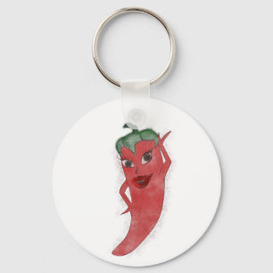 Porte-clés Rouge Hot Pepper Diva Aquarelle personnalisée