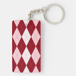Porte-clés Rouge Jacquard Crimson rose Petit Diamant Forme