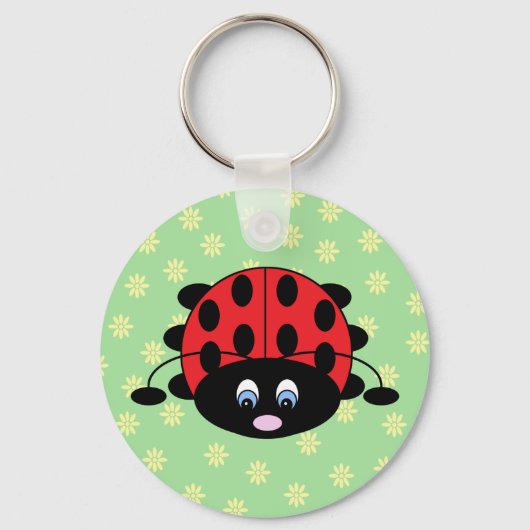 Porte-clés Rouge Ladybug avec Porte - clé de fleurs (Recto)