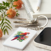 Porte-clés Rouge macaw tropical floral (Devant droit)