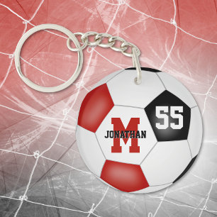 Porte-clés rouge noir couleurs école étiquette sac de footbal